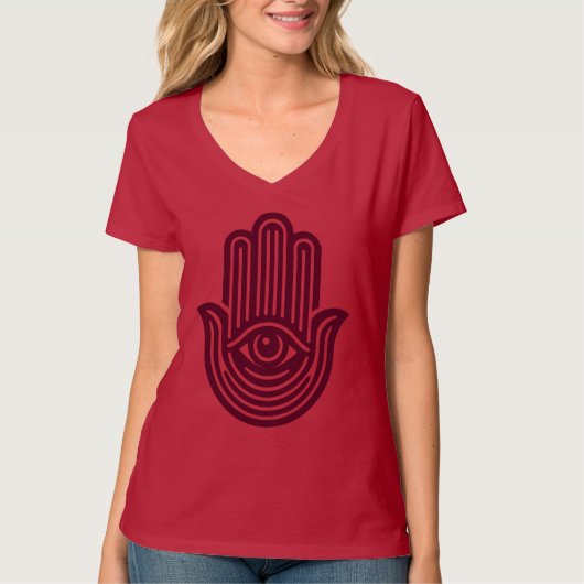 Jewish Hamsa Evil Eye Geometric Judaika Gift T-Shirt (Vorderseite)