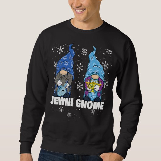 Jewish Hanukkah Menorah Dreidel Gnome Happy Gnomik Sweatshirt (Vorderseite)