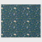 Jewish Happy Hanukkah Menorah Navy Blue Geschenkpapier (Flach)