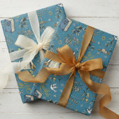 Jewish Happy Hanukkah Menorah & Olive Branches Geschenkpapier