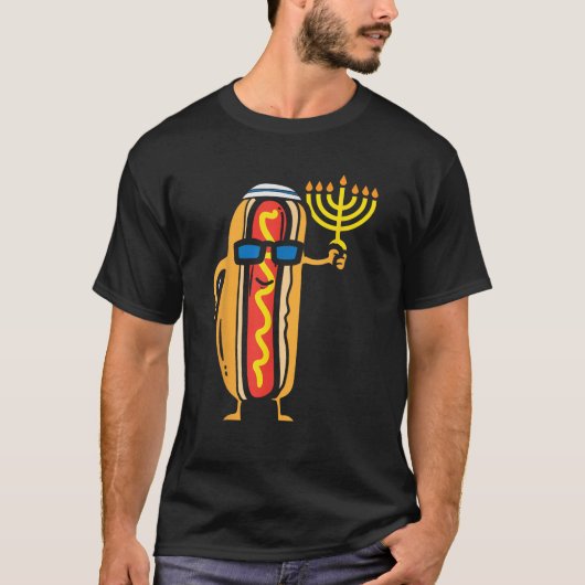 Jewish Hotdog Funny Food Hanukkah Pajamas Chanukah T-Shirt (Vorderseite)