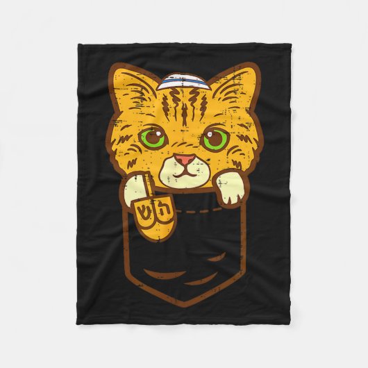 Jewish Kitten Cket Cat Menorah Hanukkah Pajamas Ch Fleecedecke (Vorderseite)