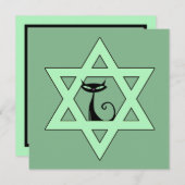 Jewish Kitty Star von David Hanukkah Einladung (Vorne/Hinten)
