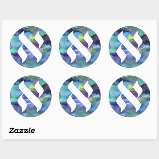 Jewish Language Project Logo Alef WatercoloSticker Runder Aufkleber (Blatt)