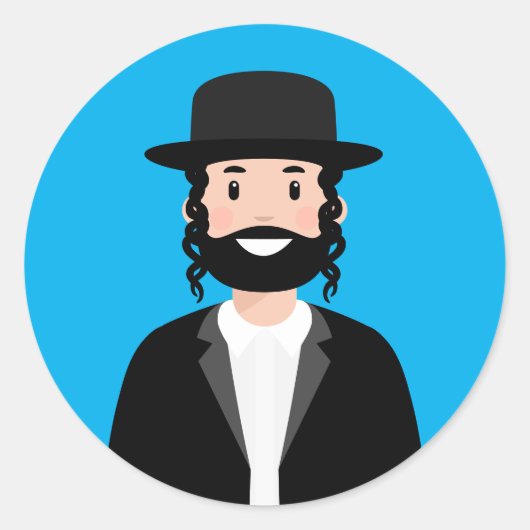 Jewish Man Classic Round Sticker (Vorderseite)