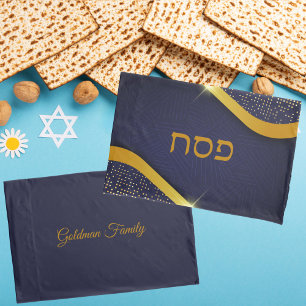 Jewish Passover Blue und Gold Kissenbezug