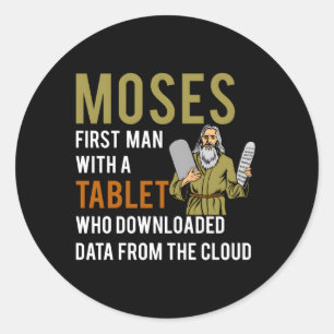 Jewish Passover Moses Tablet Data Cloud Computing Runder Aufkleber