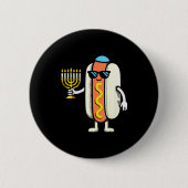 Jewish Pjs Hotdog Funny Food Hanukkah Pajamas Chan Button (Vorderseite)