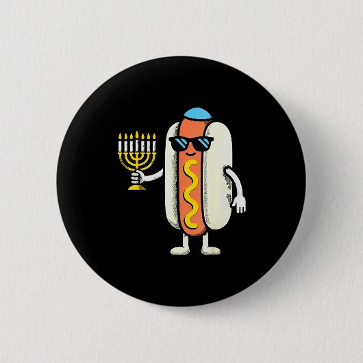 Jewish Pjs Hotdog Funny Food Hanukkah Pajamas Chan Button (Vorderseite)