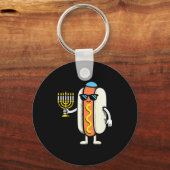 Jewish Pjs Hotdog Funny Food Hanukkah Pajamas Chan Schlüsselanhänger (Vorderseite)