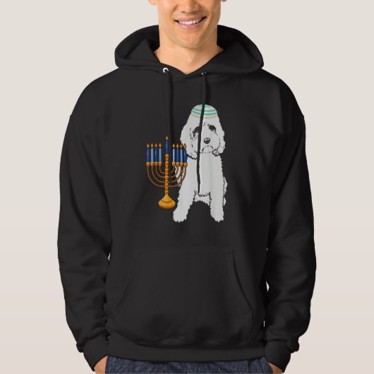 Jewish Poodle Dog Menorah Hanukkah Pajamas Chanuka Hoodie (Vorderseite)