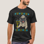 Jewish Pug Dog Menorah Ugly Hanukkah Pajamas Chanu T-Shirt (Vorderseite)