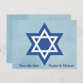 Jewish Save the Date Star von David Ankündigungspostkarte (Vorne/Hinten)