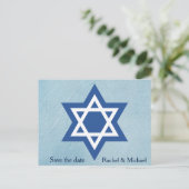 Jewish Save the Date Star von David Ankündigungspostkarte (Stehend Vorderseite)