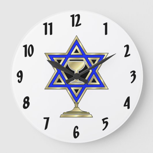 Jewish Star Große Wanduhr (Vorderseite)