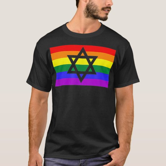 Jewish Star of David LGBTQ Gay Pride Flag Stuff Qu T-Shirt (Vorderseite)