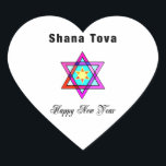Jewish Star Shana Tova Herz-Aufkleber<br><div class="desc">Shana Tova Jewish Star besticht durch einen hebräischen Glasstar aus David und einen sonnigen Gruß für ein glückliches Neues Jahr.</div>