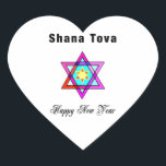 Jewish Star Shana Tova Herz-Aufkleber<br><div class="desc">Shana Tova Jewish Star besticht durch einen hebräischen Glasstar aus David und einen sonnigen Gruß für ein glückliches Neues Jahr.</div>