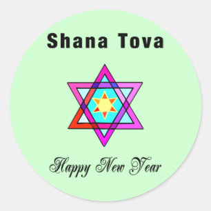 Jewish Star Shana Tova Runder Aufkleber