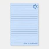 Jewish Star von David Custom Blue Lined Post-it Klebezettel (Vorderseite)