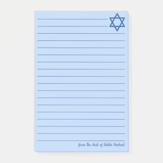 Jewish Star von David Custom Blue Lined Post-it Klebezettel (Vorderseite)