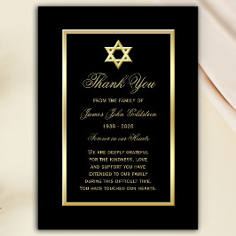 Jewish Sympathy Thank You Note Cards Black Gold Mitteilungskarte