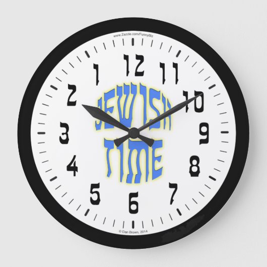 Jewish Time Reversed Numbers Wall Clock Große Wanduhr (Vorderseite)