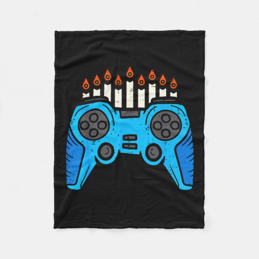 Jewish Video Game Gamer Hanukkah Chanukah Men Boy Fleecedecke (Vorderseite)