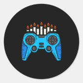 Jewish Video Game Gamer Hanukkah Chanukah Men Boy Runder Aufkleber (Vorderseite)