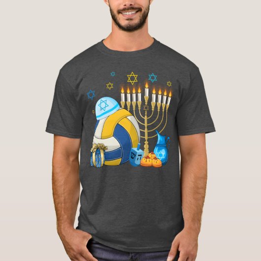 Jewish Volleyball Menorah Hanukkah Chanukah Sport  T-Shirt (Vorderseite)