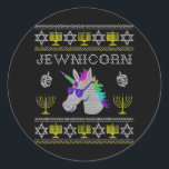 Jewnicorn Funny Jewish Unicorn Hanukkah Chanukah Runder Aufkleber<br><div class="desc">Jewnicorn Funny Jewish Unicorn Hanukkah Chanukah</div>