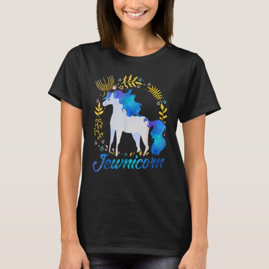 Jewnicorn Jewish Unicorn Chanukah Hanukkah Jew T-Shirt (Vorderseite)