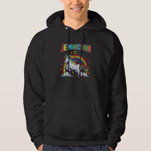 Jewnicorn Jewish Unicorn Hanukkah Chanukah Hoodie (Vorderseite)