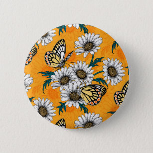 Jezebel-Schmetterlinge und dunkle Blume Button