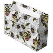 Jezebel-Schmetterlinge und weiße Blume Große Geschenktüte (Vorderseite Schrägansicht)