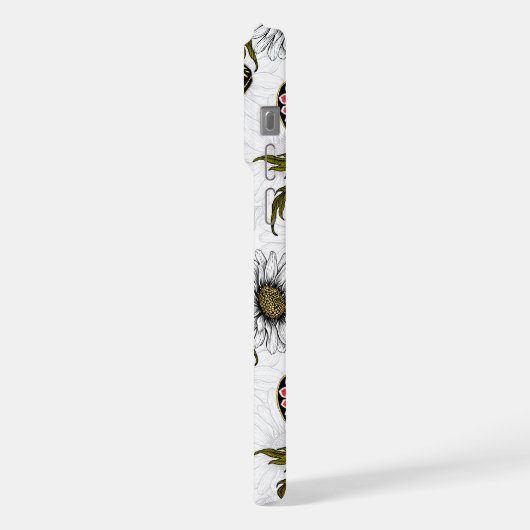 Jezebel-Schmetterlinge und weiße Blume iPhone Hülle (Linke Seite)