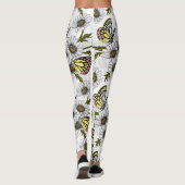 Jezebel-Schmetterlinge und weiße Blume Leggings (Rückseite)