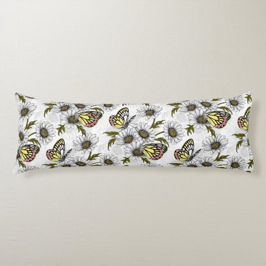 Jezebel-Schmetterlinge und weiße Blume Seitenschläferkissen (Vorderseite)