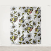 Jezebel-Schmetterlinge und weiße Blume Wandteppich (Vorderseite)