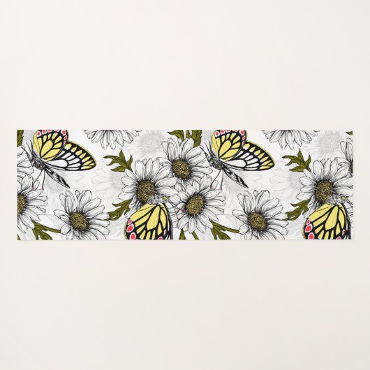 Jezebel-Schmetterlinge und weiße Blume Yogamatte (Rückseite (Horizontal))