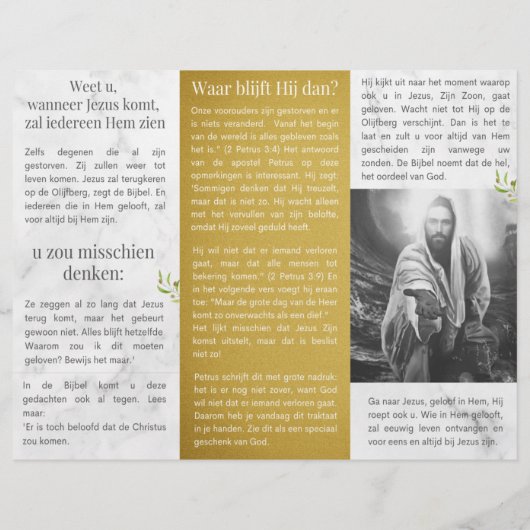 Jezus komt terug christelijk traktaat (Rückseite)