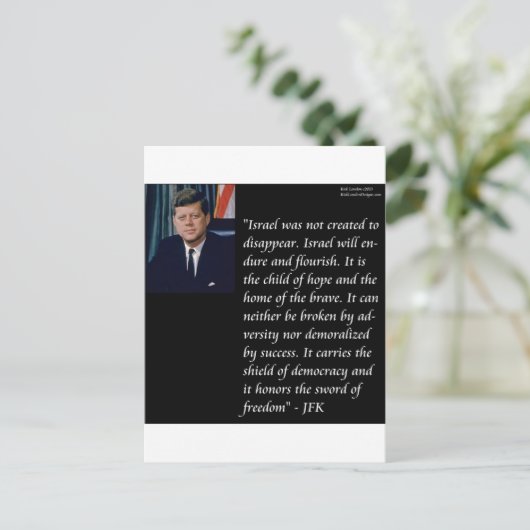 JFK & Famous Zitat Re Israel Postkarte (Stehend Vorderseite)