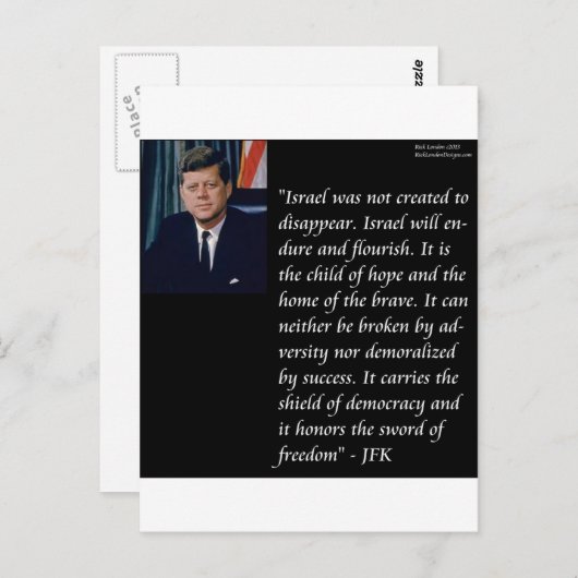 JFK & Famous Zitat Re Israel Postkarte (Vorne/Hinten)