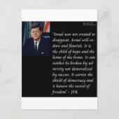 JFK & Famous Zitat Re Israel Postkarte (Vorderseite)