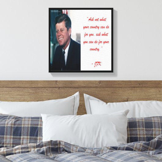 JFK & Frag ohne Angabe von Canvas Print Leinwanddruck (Insitu (Schlafzimmer))