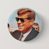 JFK in lebender Farbe Button (Vorderseite)