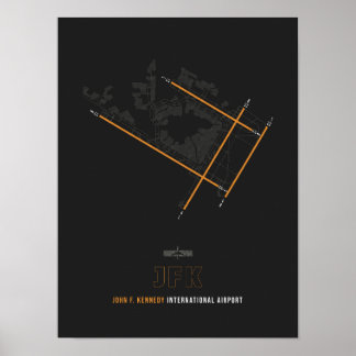 JFK - John F. Kennedy Airport Runway Diagramm Poster