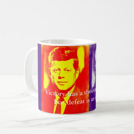 JFK John F. Kennedy Quote Sieg Kaffeetasse (Vorderseite Links)