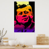 JFK John F. Kennedy Red Yellow Violet Pop Art Poster (Küche)