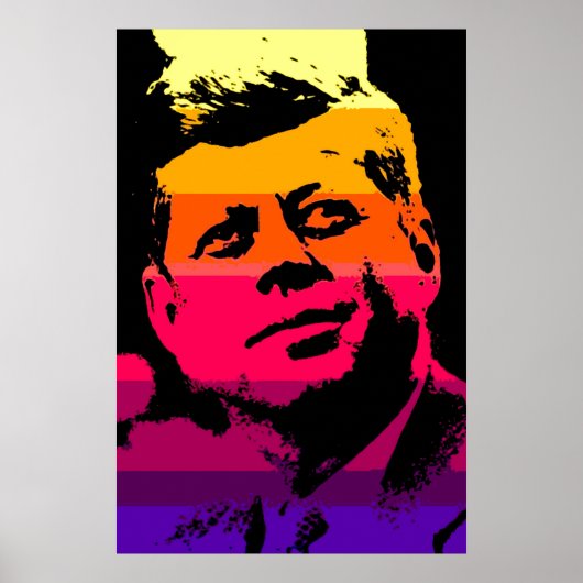 JFK John F. Kennedy Red Yellow Violet Pop Art Poster (Vorne)